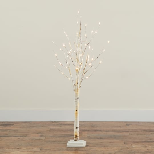4ft. Pre-Lit Birch Artificial Christmas Tree, Warm White LED Lights